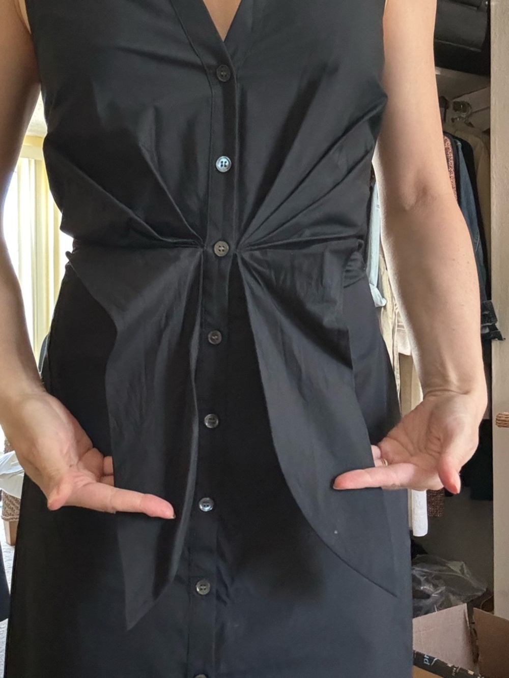Veronica Beard Black Halter Button-Front Midi Dress - Picture 2 of 8